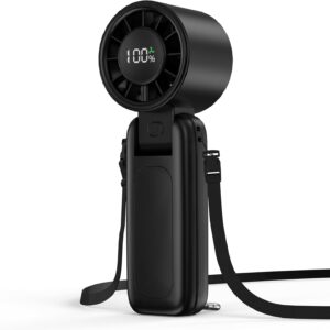 Mitreal 4 in 1 Portable Handheld Turbo Fan, 9000RPM High-Speed Mini, 180° Foldable, 1-100 Speeds, Up to 15H Use, 5000mAh Battery,